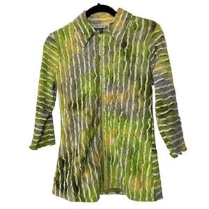 Snoskins XS Jacket Zip Front Textured Crinkle Green Yellow Lightweight